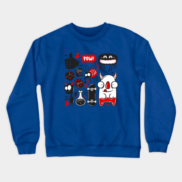 Doodle Monster Crewneck Sweatshirt by Mako Design 